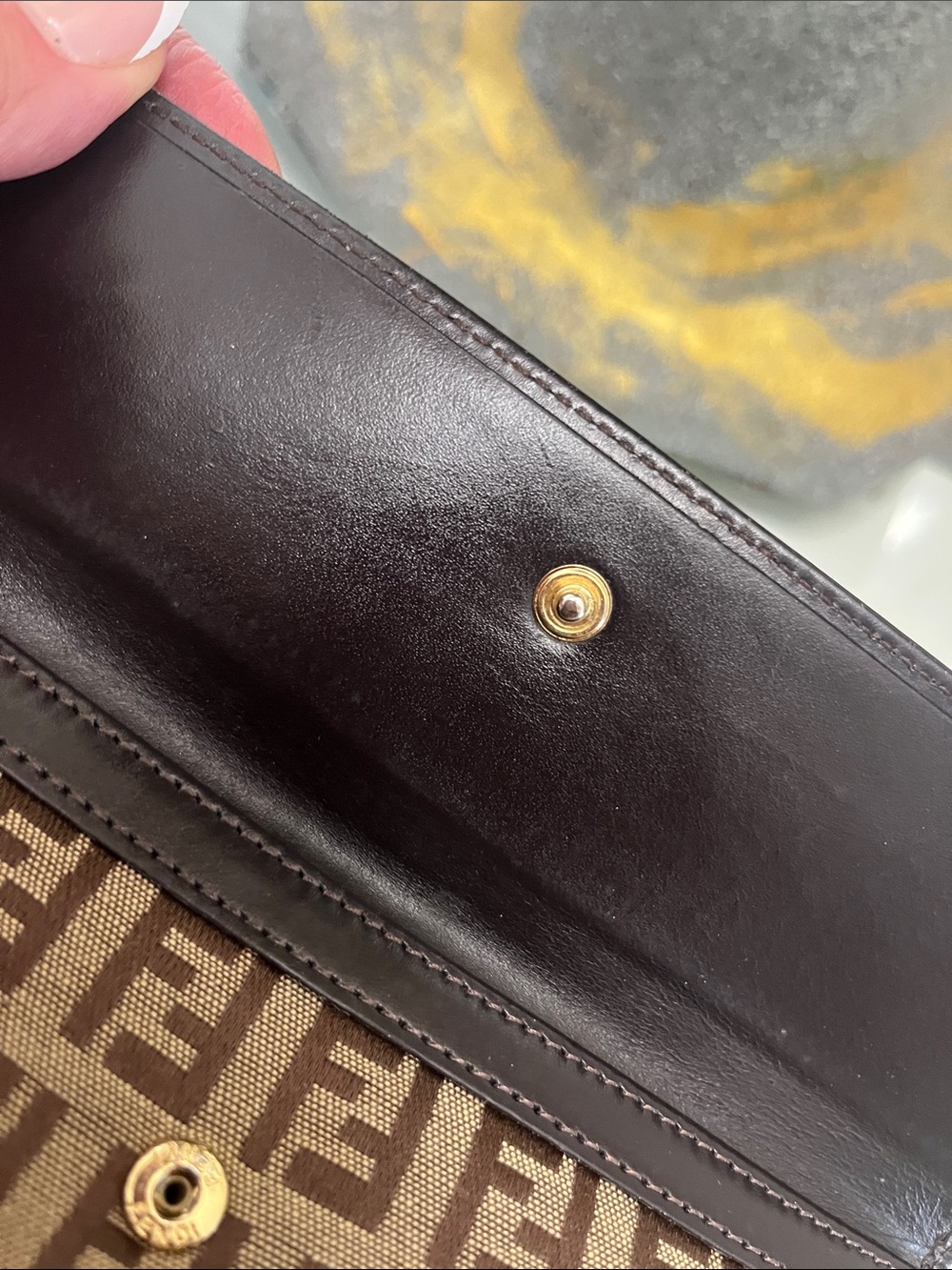Fendi Brown Zucca Monogram Continental Wallet with Dark Trim - Picture 3 of 7